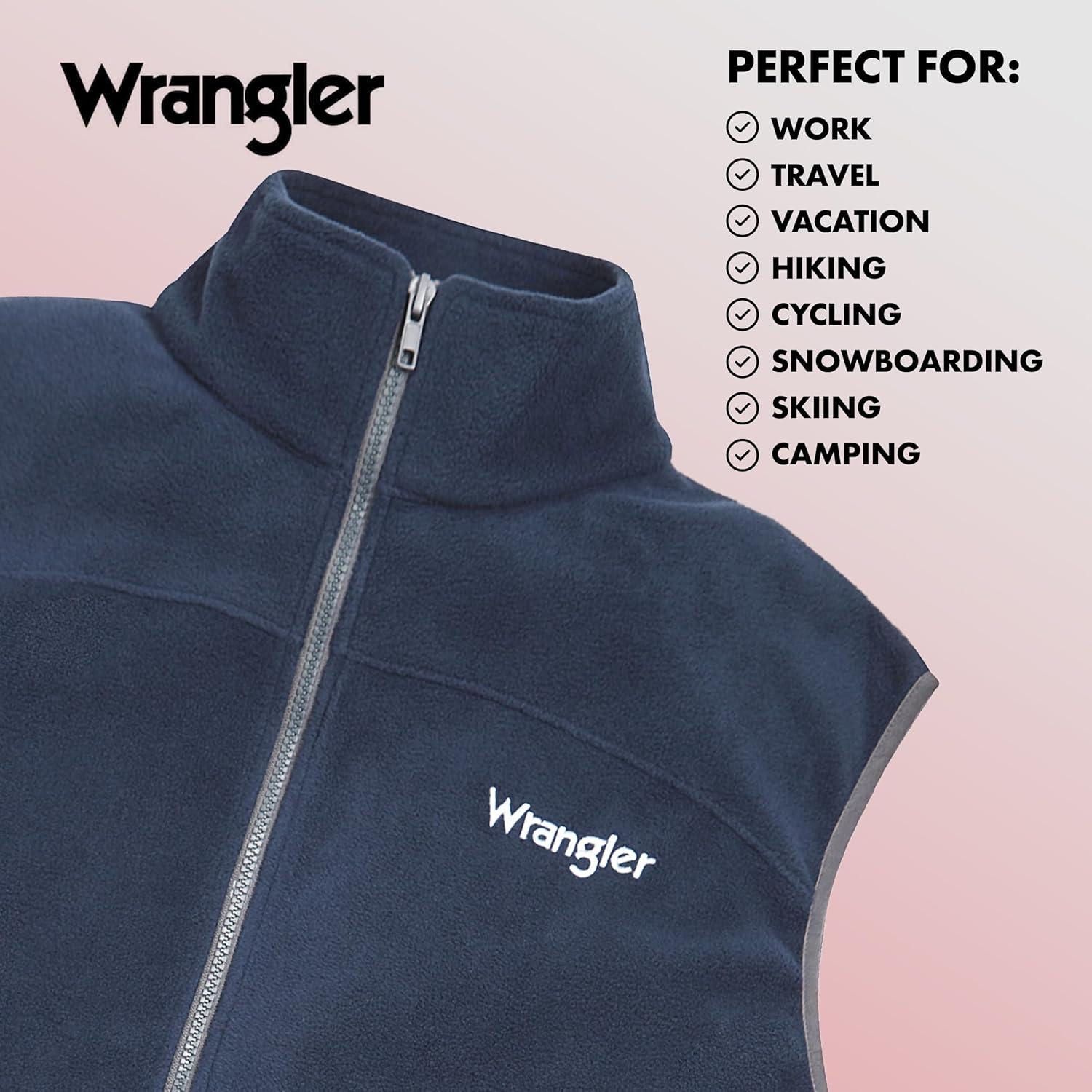 imageWrangler Mens Big and Tall Polar Fleece Zip Up Sleeveless VestNavyLt Grey