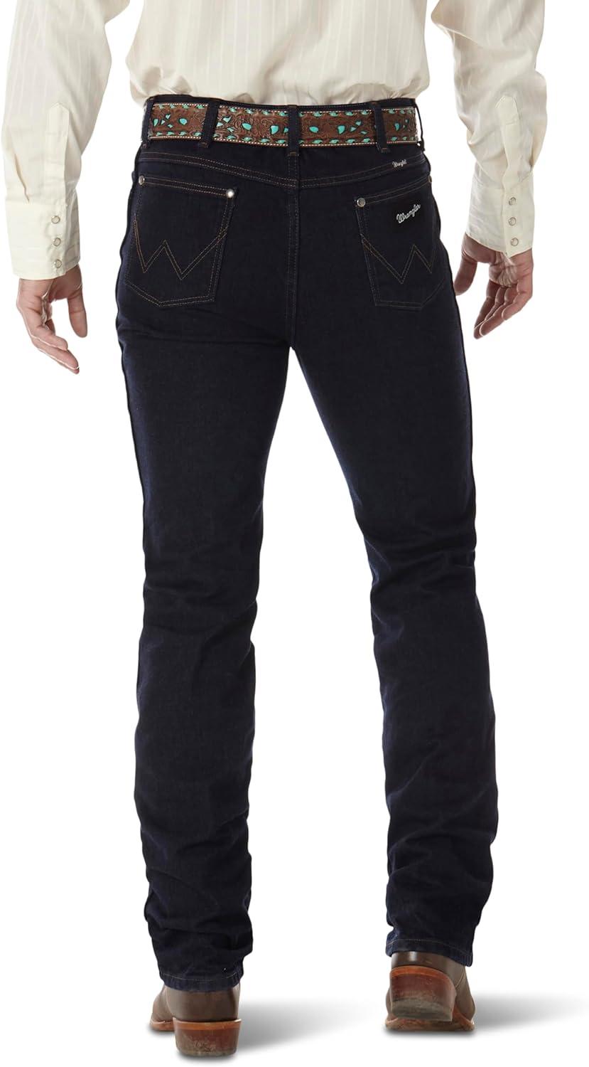 imageWrangler Mens Cowboy Cut Silver Edition Slim Fit Boot Cut JeanDark Denim