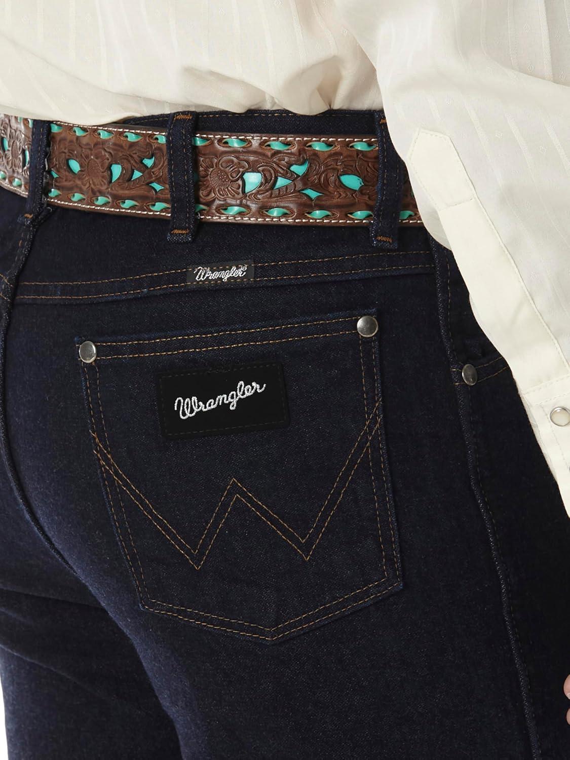 imageWrangler Mens Cowboy Cut Silver Edition Slim Fit Boot Cut JeanDark Denim