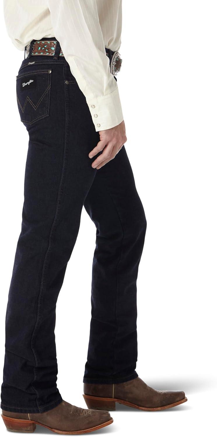 imageWrangler Mens Cowboy Cut Silver Edition Slim Fit Boot Cut JeanDark Denim