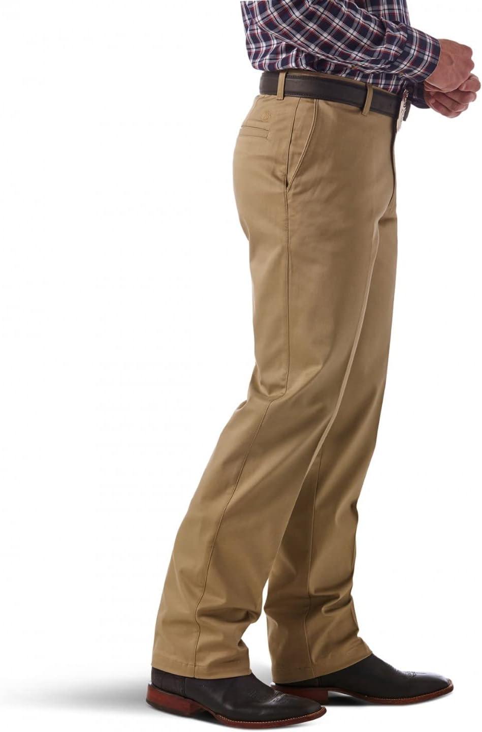 imageWrangler Mens Flat Front Casual Khaki PantsKhaki