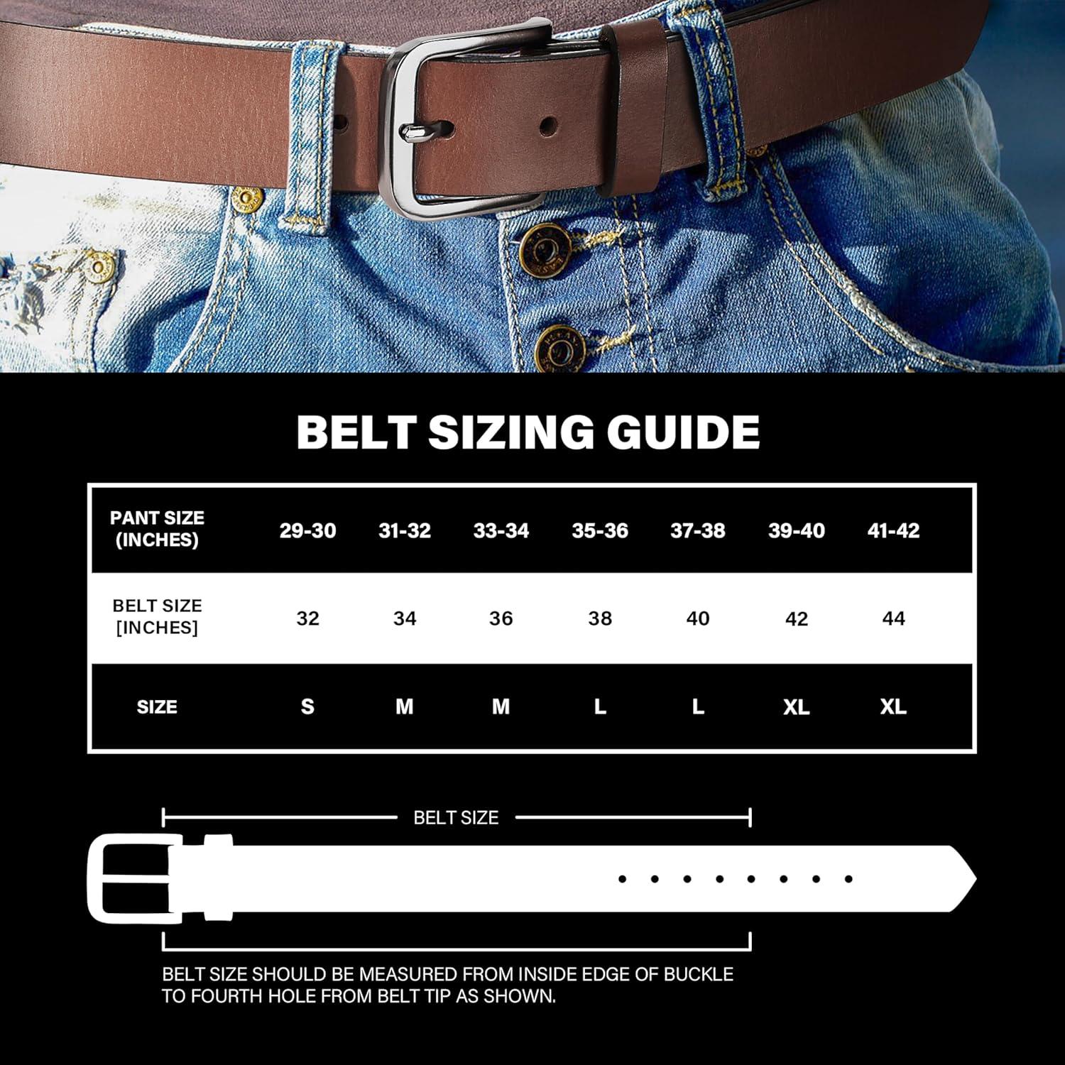 imageWrangler Mens Full Grain Genuine Leather 35mm Thick Casual Belt for Jeans Pants35mm Light Brown