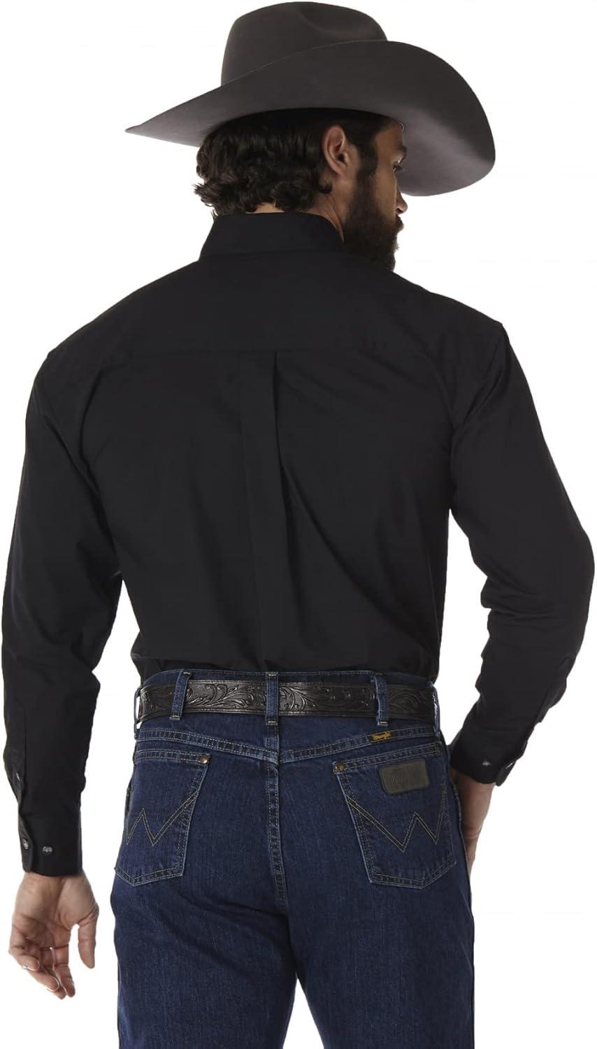 imageWrangler Mens George Strait Solid Black Long Sleeve Button Down ShirtBlack