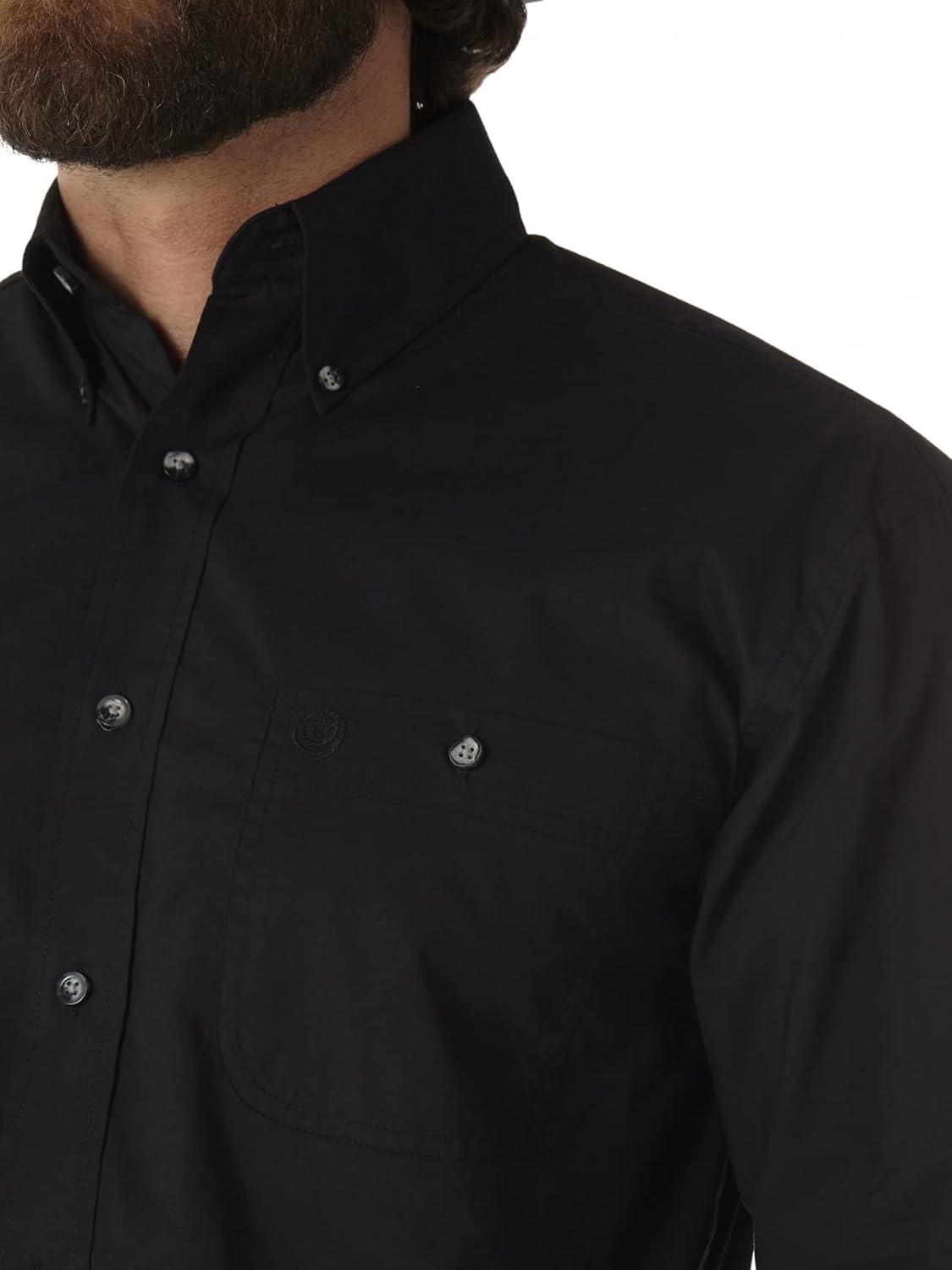imageWrangler Mens George Strait Solid Black Long Sleeve Button Down ShirtBlack