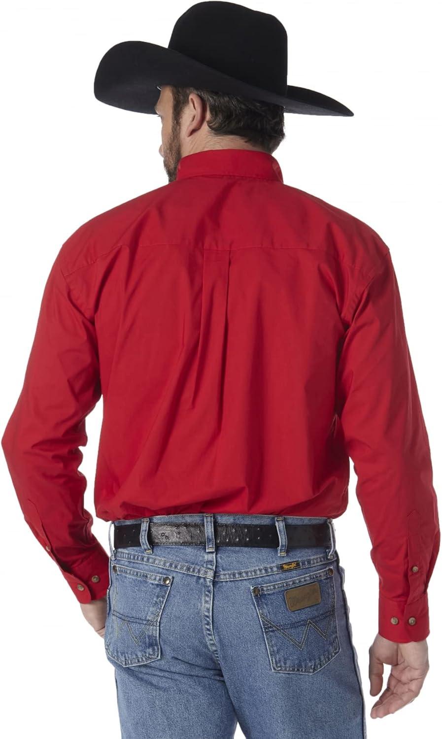 imageWrangler Mens George Strait Solid Black Long Sleeve Button Down ShirtRed