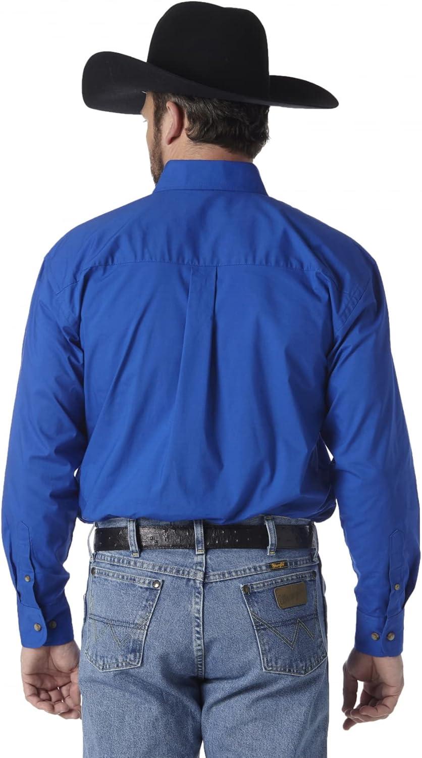 imageWrangler Mens George Strait Solid Black Long Sleeve Button Down ShirtRoyal Blue