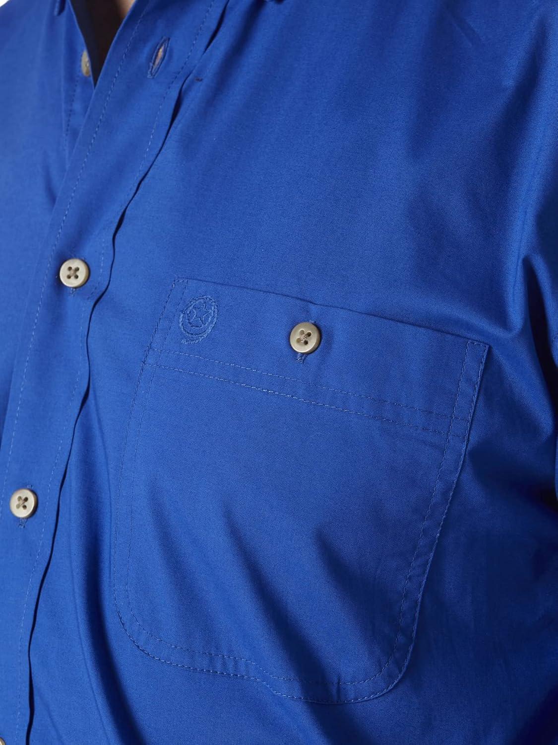 imageWrangler Mens George Strait Solid Black Long Sleeve Button Down ShirtRoyal Blue