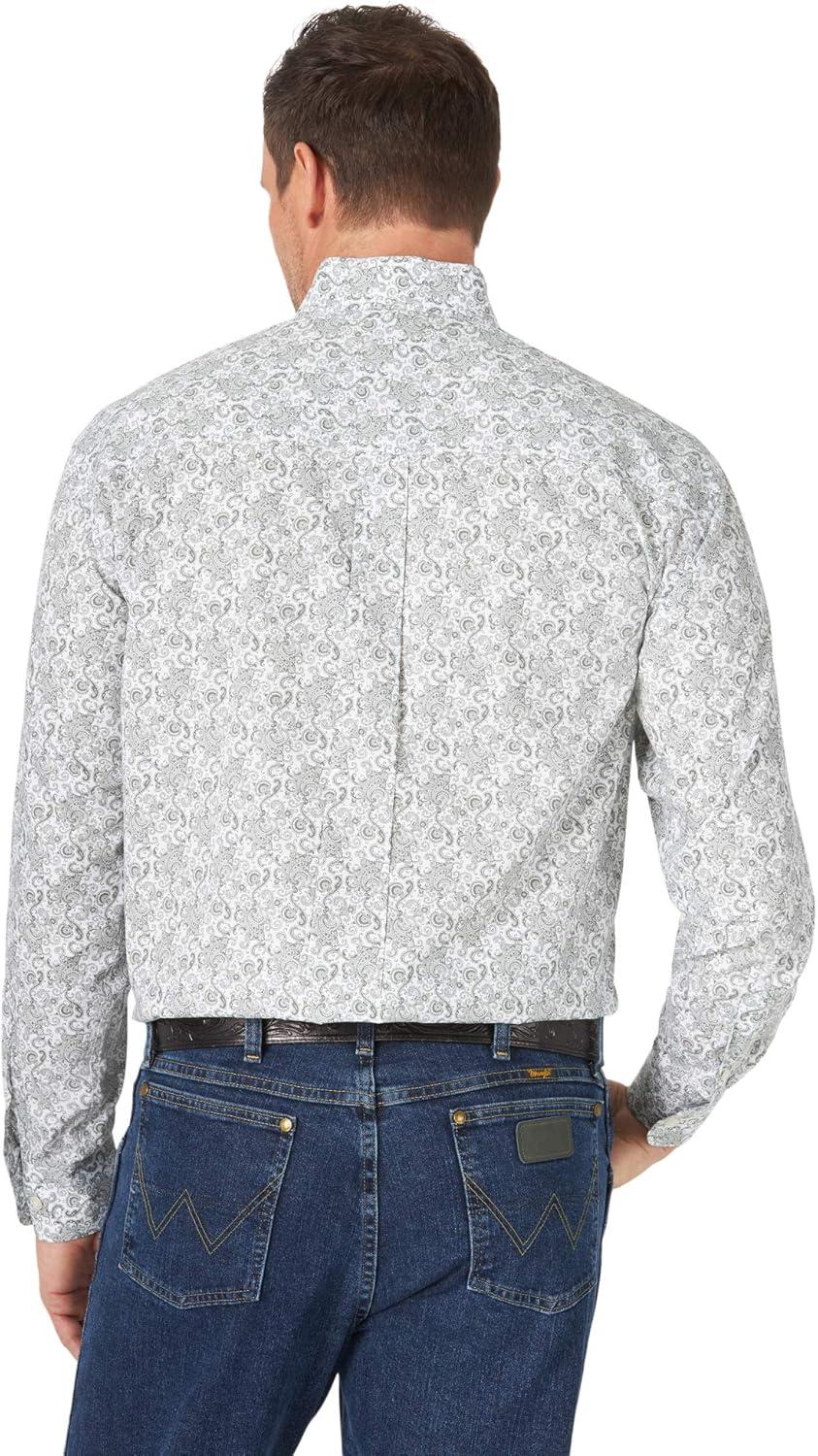 imageWrangler Mens George Strait Solid Black Long Sleeve Button Down ShirtWhite Grey