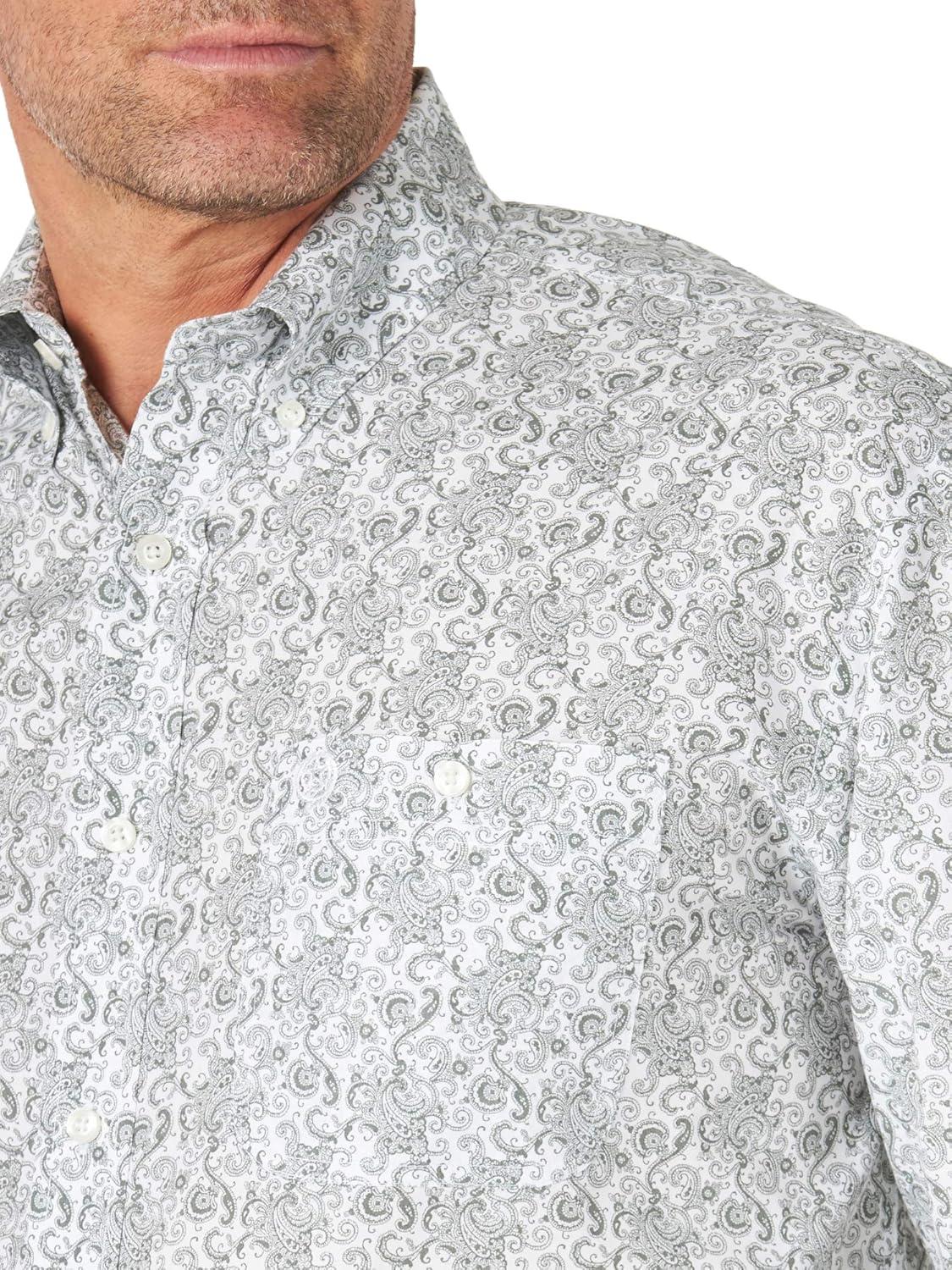 imageWrangler Mens George Strait Solid Black Long Sleeve Button Down ShirtWhite Grey