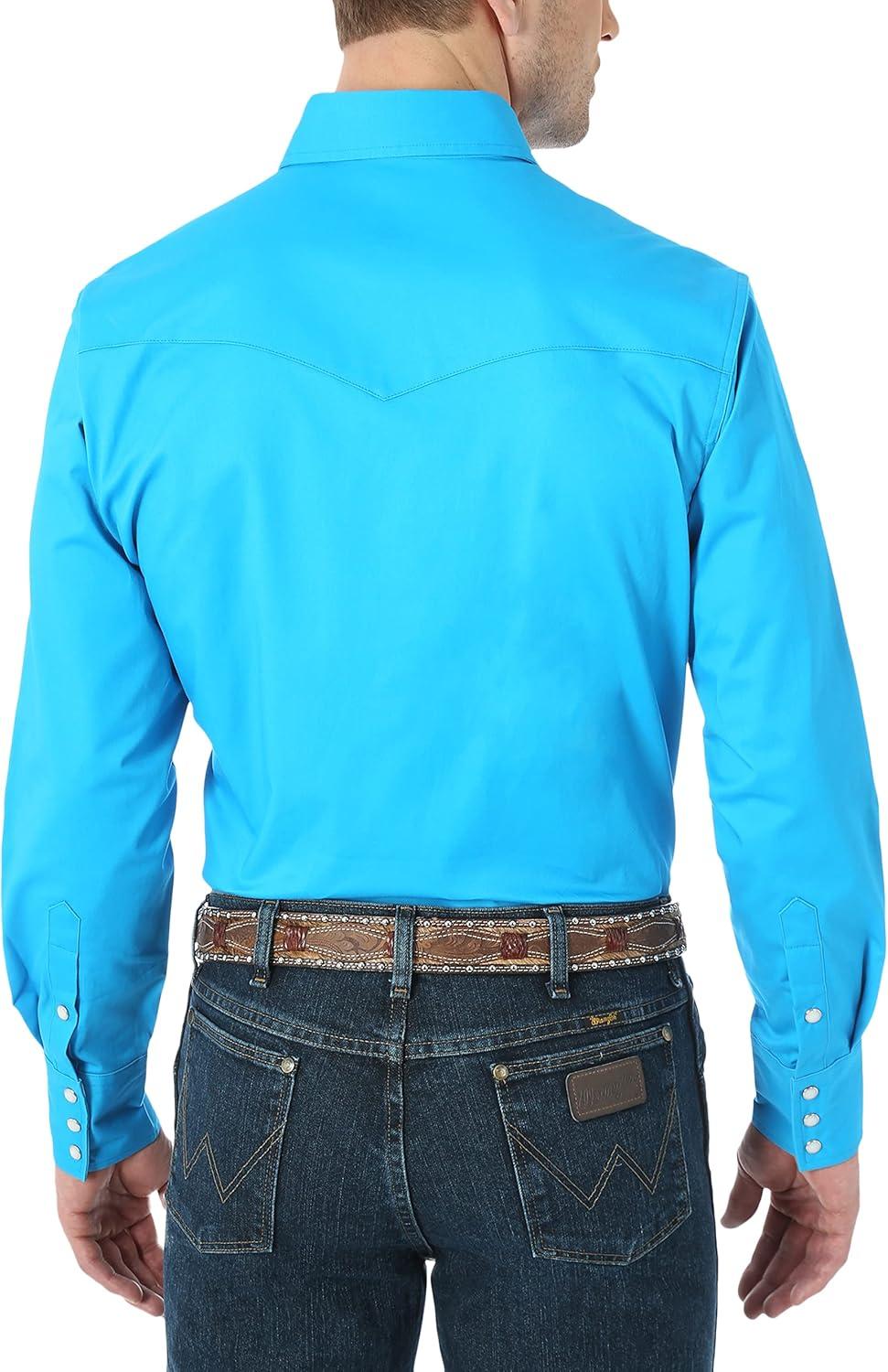 imageWrangler Mens Premium Performance Advanced Comfort WorkshirtBlue