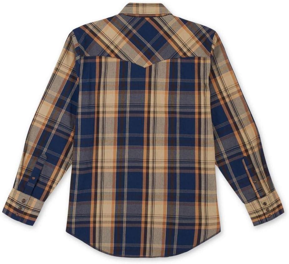 imageWrangler Mens Premium Performance Advanced Comfort WorkshirtBlueTan