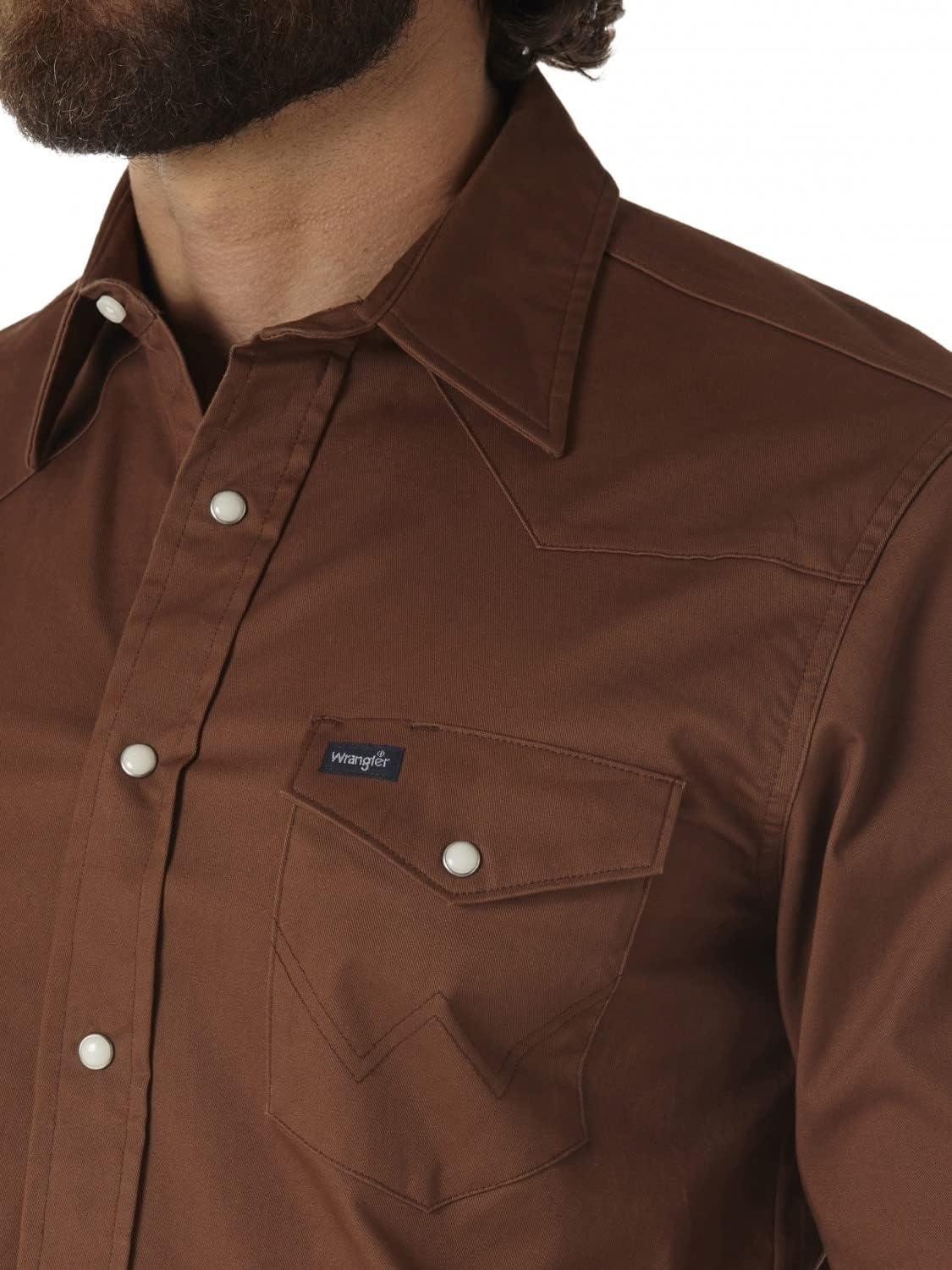 imageWrangler Mens Premium Performance Advanced Comfort WorkshirtBrown