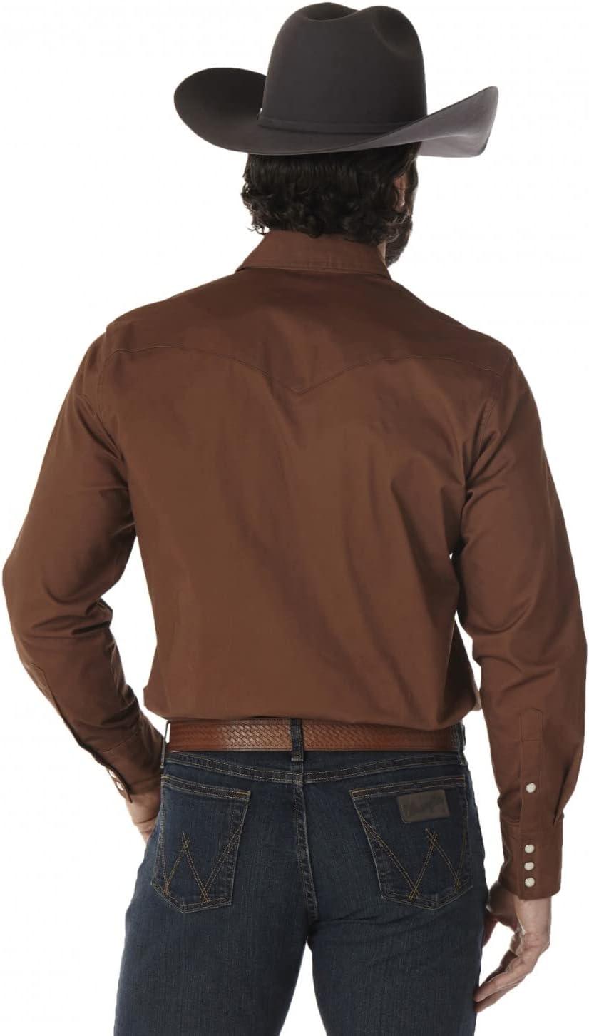 imageWrangler Mens Premium Performance Advanced Comfort WorkshirtBrown