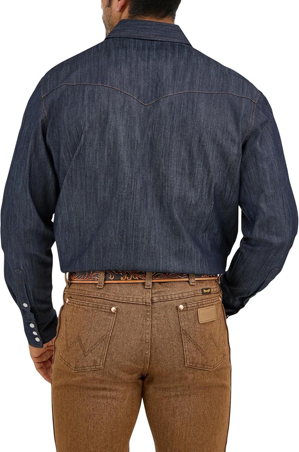 imageWrangler Mens Premium Performance Advanced Comfort WorkshirtDenim