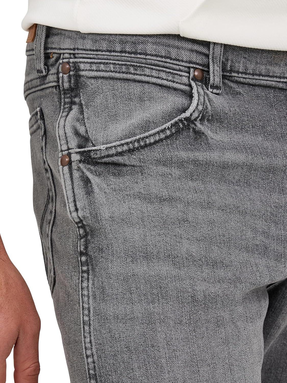 imageWrangler Mens Slim Straight JeansLight Grey Wash