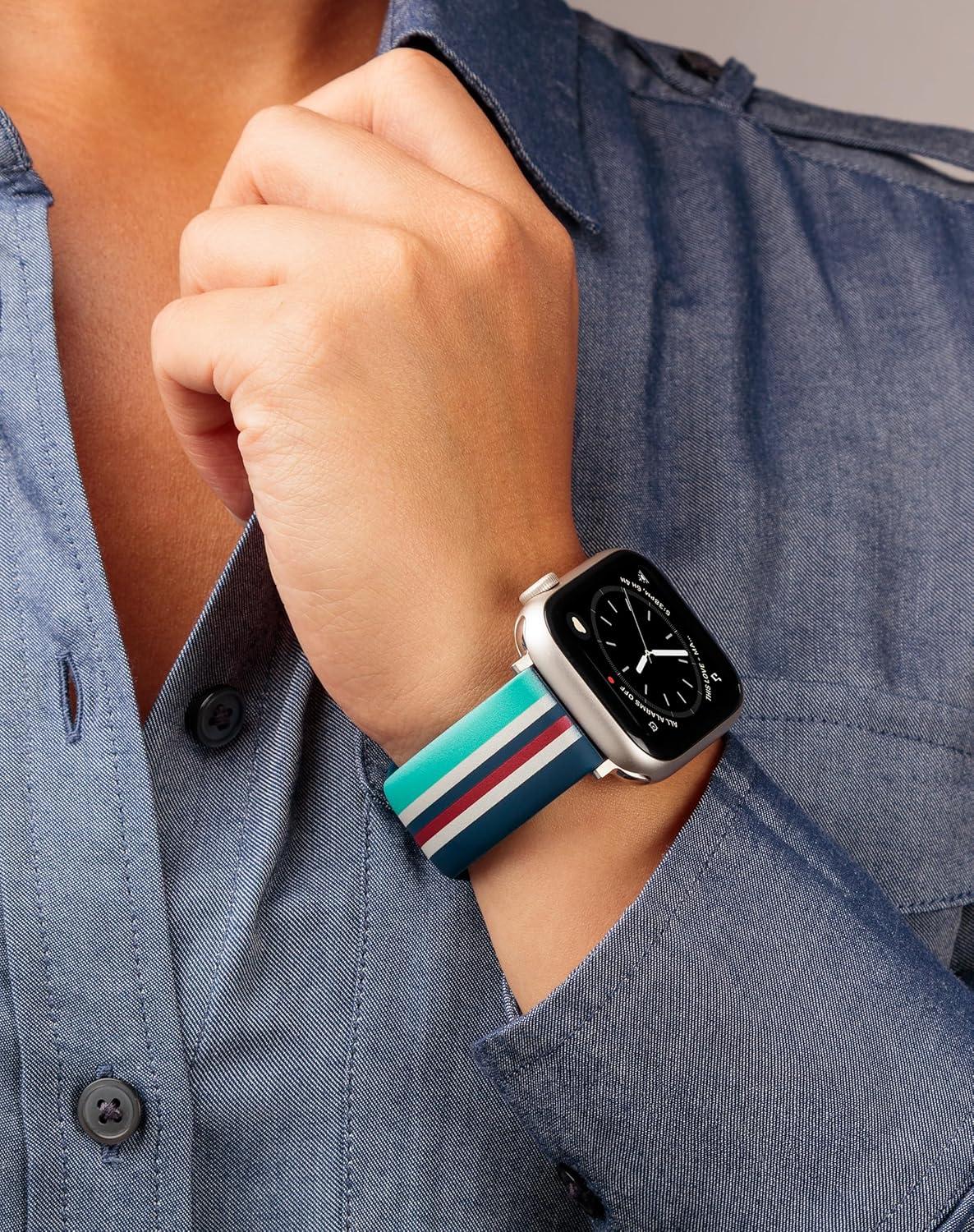 imageWrangler MulitStriped Silicone Band for Apple Watch Fits all Apple Watch Series and SizesPainted Sky