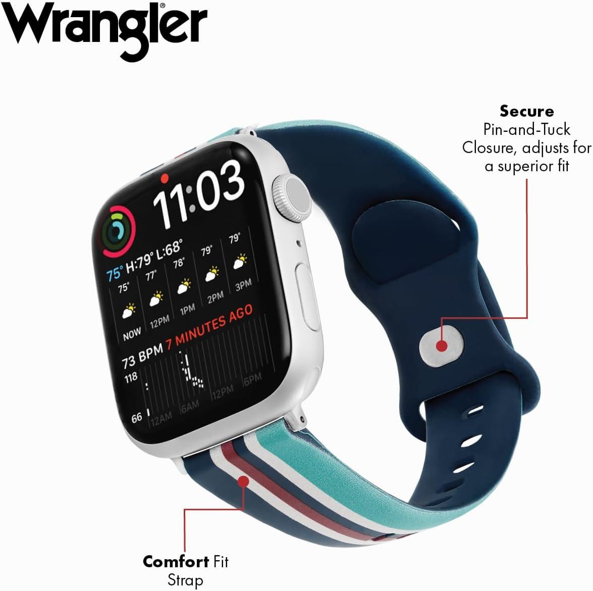 imageWrangler MulitStriped Silicone Band for Apple Watch Fits all Apple Watch Series and SizesPainted Sky