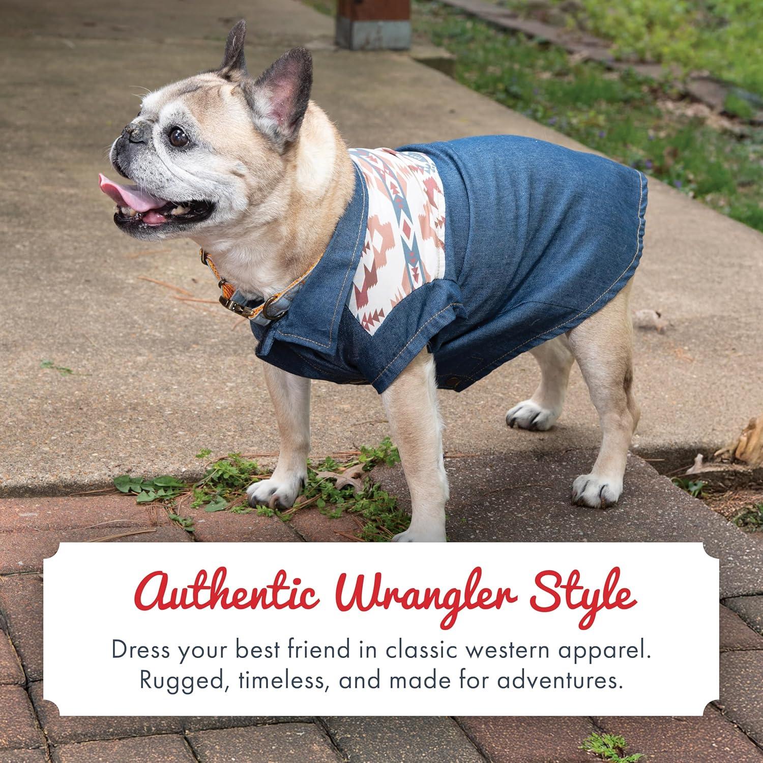 imageWrangler Pet Yoke Denim Dog Shirt Western Style Dog Clothes Lightweight Dog Outfits for Stylish Pups Comfortable ampamp Machine Washable DB LDark Blue