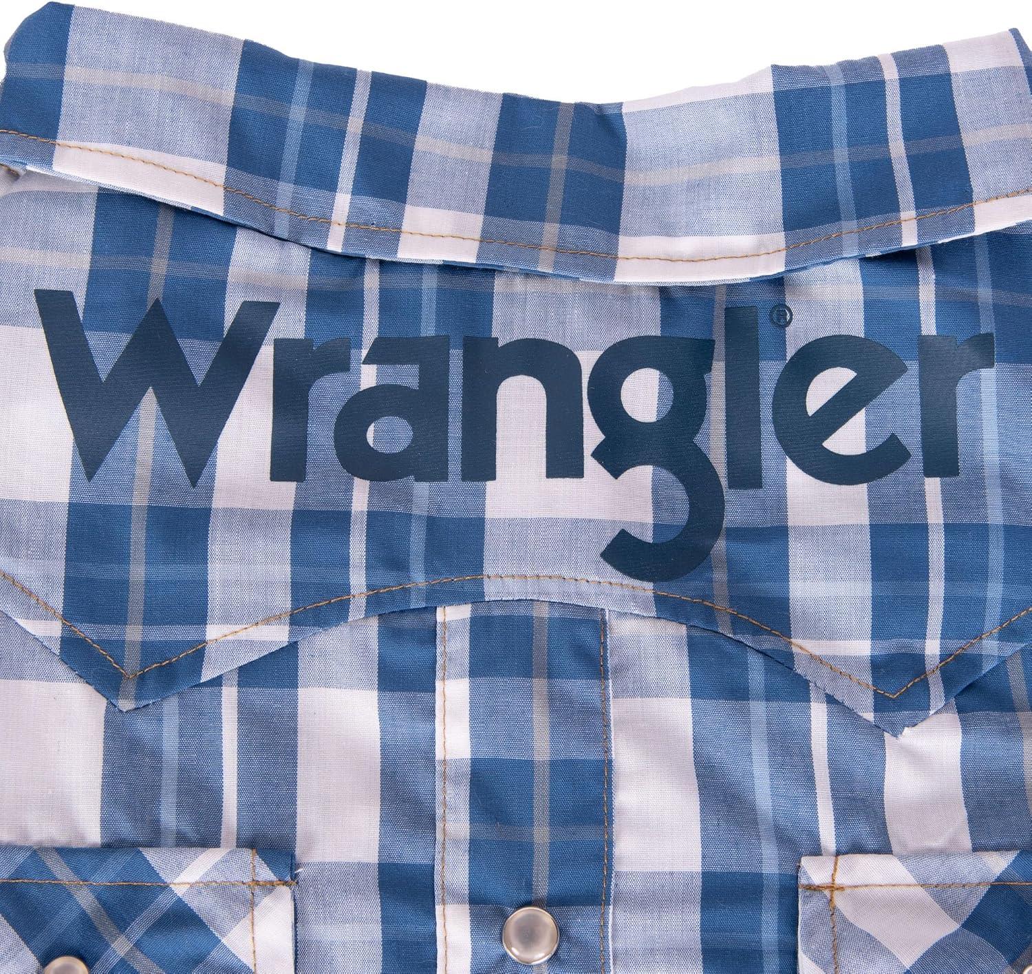 imageWrangler Plaid Snap Pocket Dog Shirt WesternInspired Dog Clothes with Iconic Styling Easy Snap Closures L Blue MultiXSmall