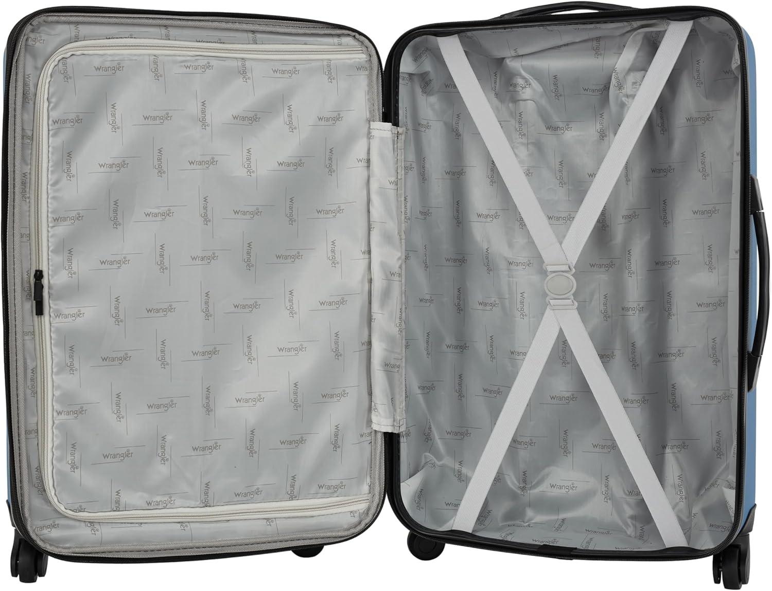 imageWrangler Quest Luggage Set Granite Gray 3 Piece Set 30quot26quot22quotVallarta Blue