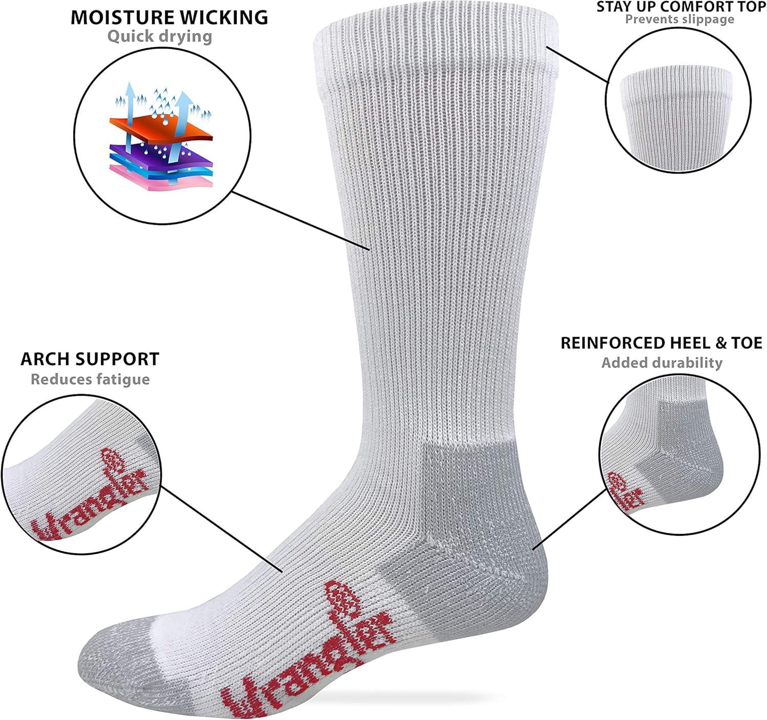 imageWrangler Riggs Workwear Mens Ultra Dri Mid Calf Boot Socks 4 PairWhite