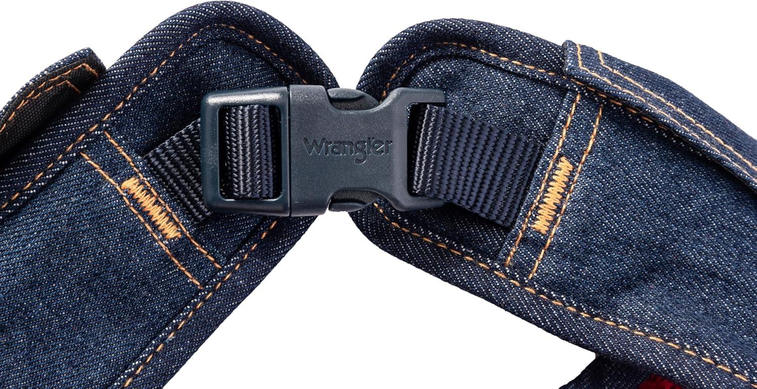 imageWrangler Rope Denim Dog Vest Harness Breathable Dog Vest with Mesh Lining Machine Washable Dog Winter Jacket for Easy Cleaning Layer Over Dog Sweater Light Wash LDark Denim Wash