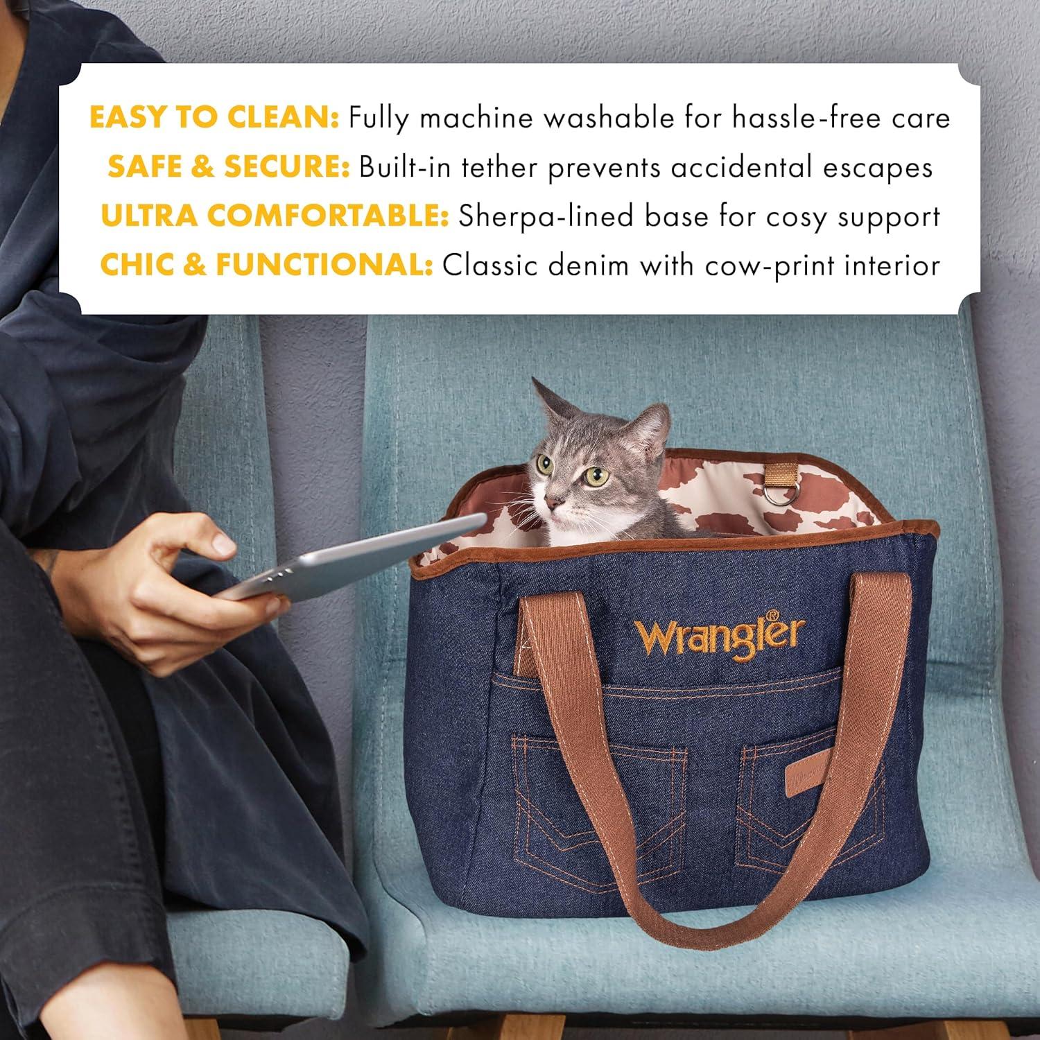 imageWrangler Rope Denim Small Pet Carrier Tote Bag Stylish ampamp Durable Dog Purse for Cats ampamp Dogs Machine Washable Dog Carriers for Small Pets with 3 Pockets for Dog Accessories