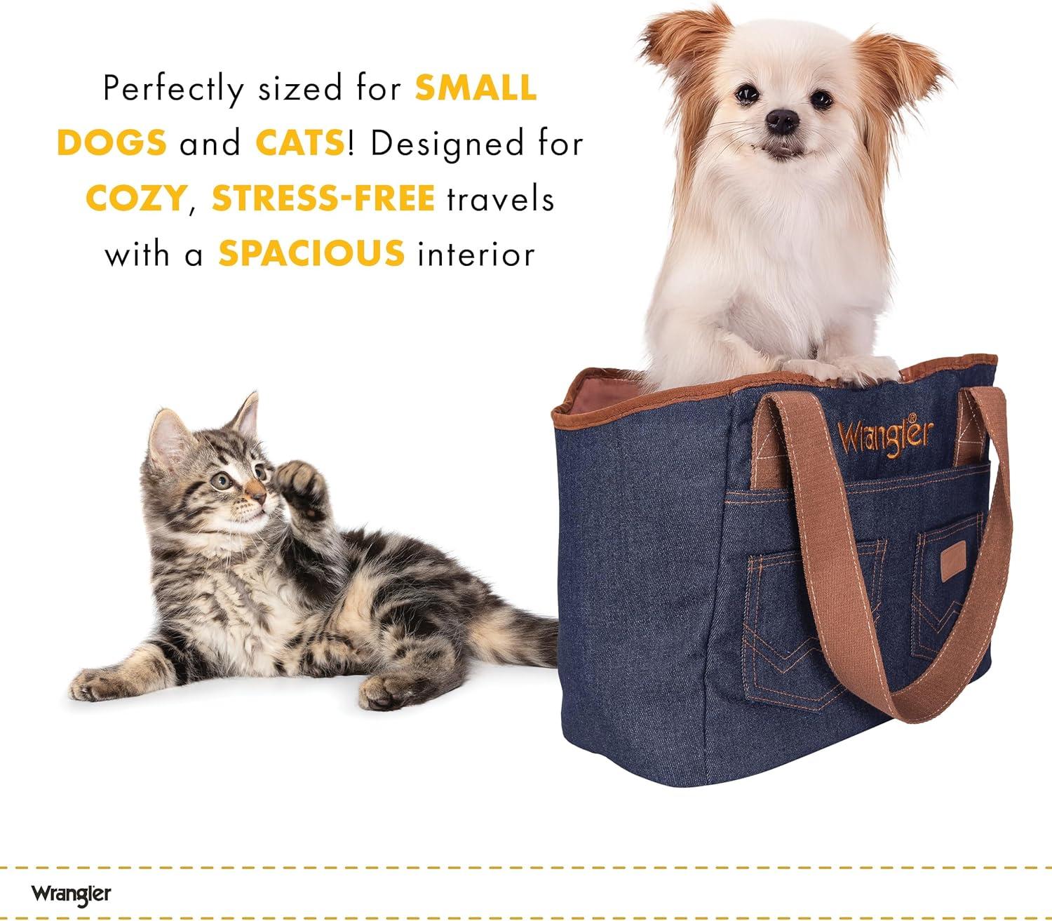 imageWrangler Rope Denim Small Pet Carrier Tote Bag Stylish ampamp Durable Dog Purse for Cats ampamp Dogs Machine Washable Dog Carriers for Small Pets with 3 Pockets for Dog Accessories