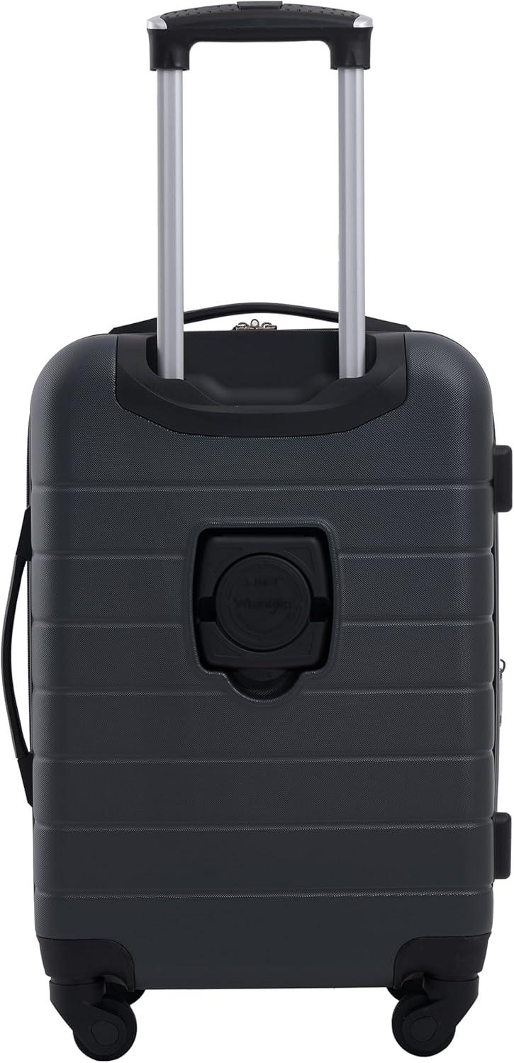 imageWrangler Smart Luggage Set with Cup Holder USB Port and Phone Holder Black 2 Piece SetDark Shadow