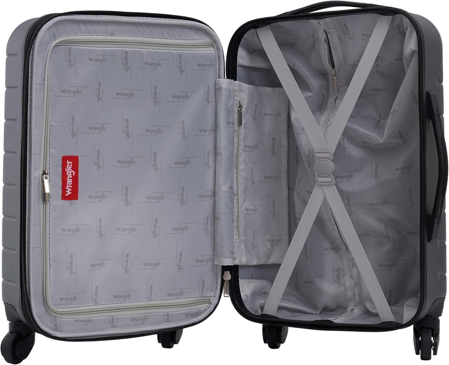 imageWrangler Smart Luggage Set with Cup Holder USB Port and Phone Holder Black 2 Piece SetDark Shadow