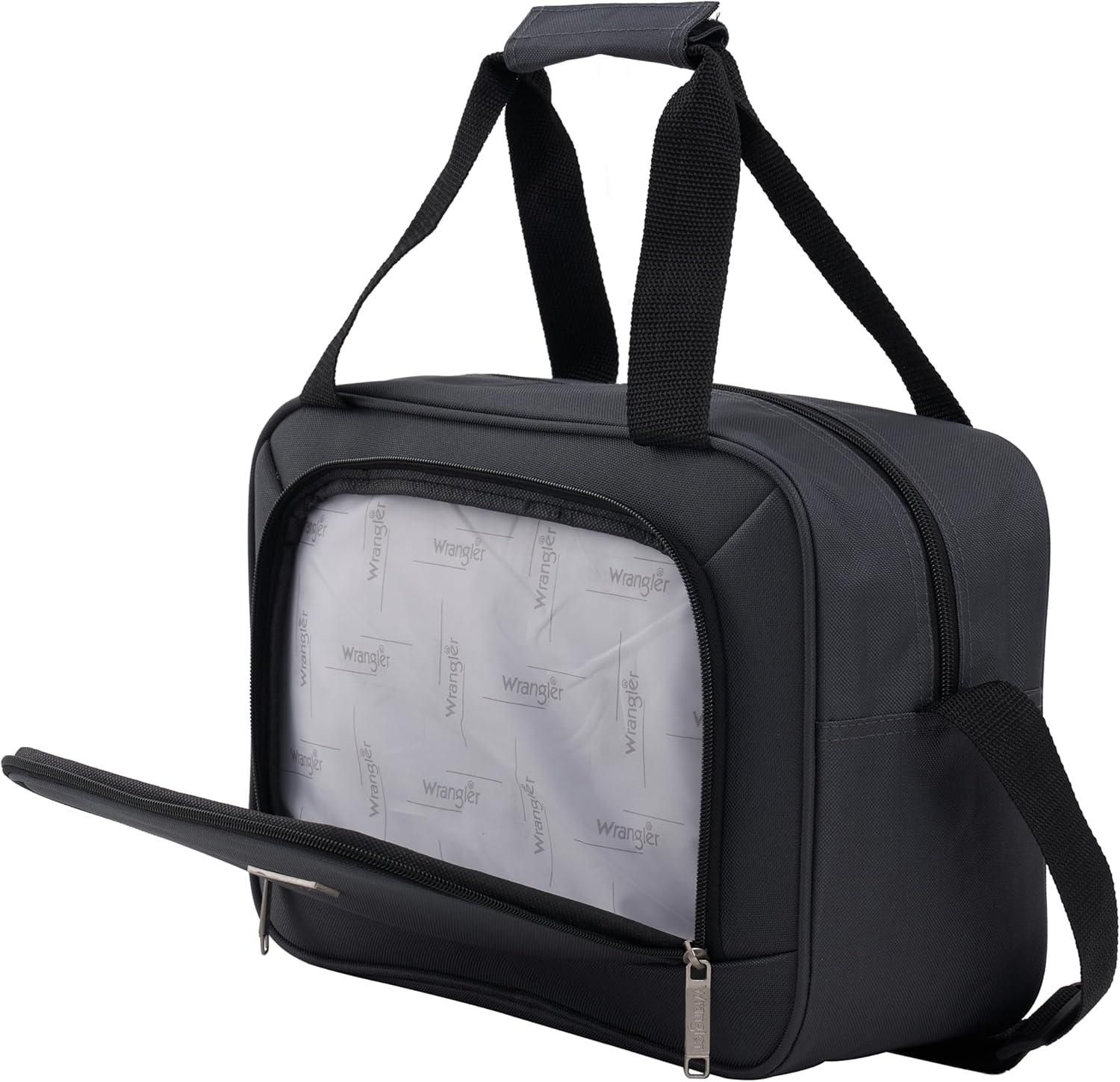 imageWrangler Smart Luggage Set with Cup Holder USB Port and Phone Holder Black 2 Piece SetDark Shadow