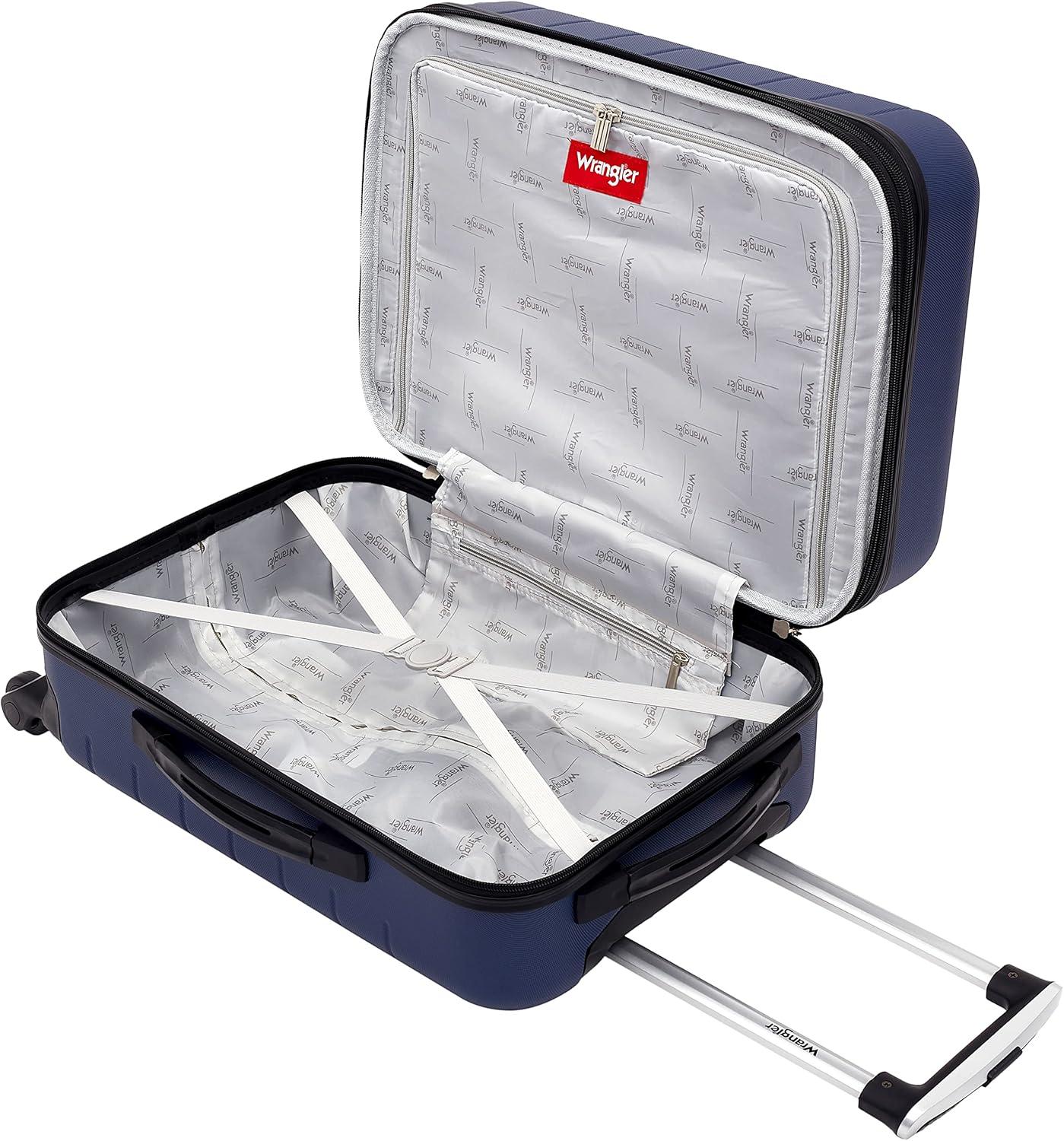 imageWrangler Smart Luggage Set with Cup Holder USB Port and Phone Holder Black 2 Piece SetNavy Blue