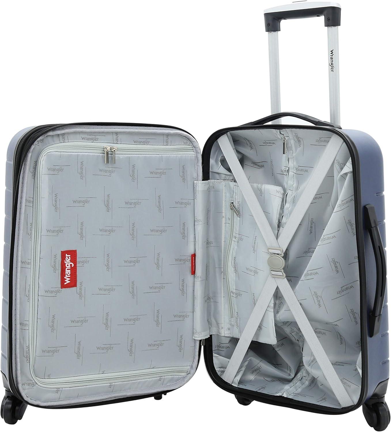 imageWrangler Smart Luggage Set with Cup Holder USB Port and Phone Holder Black 2 Piece SetNavy Blue