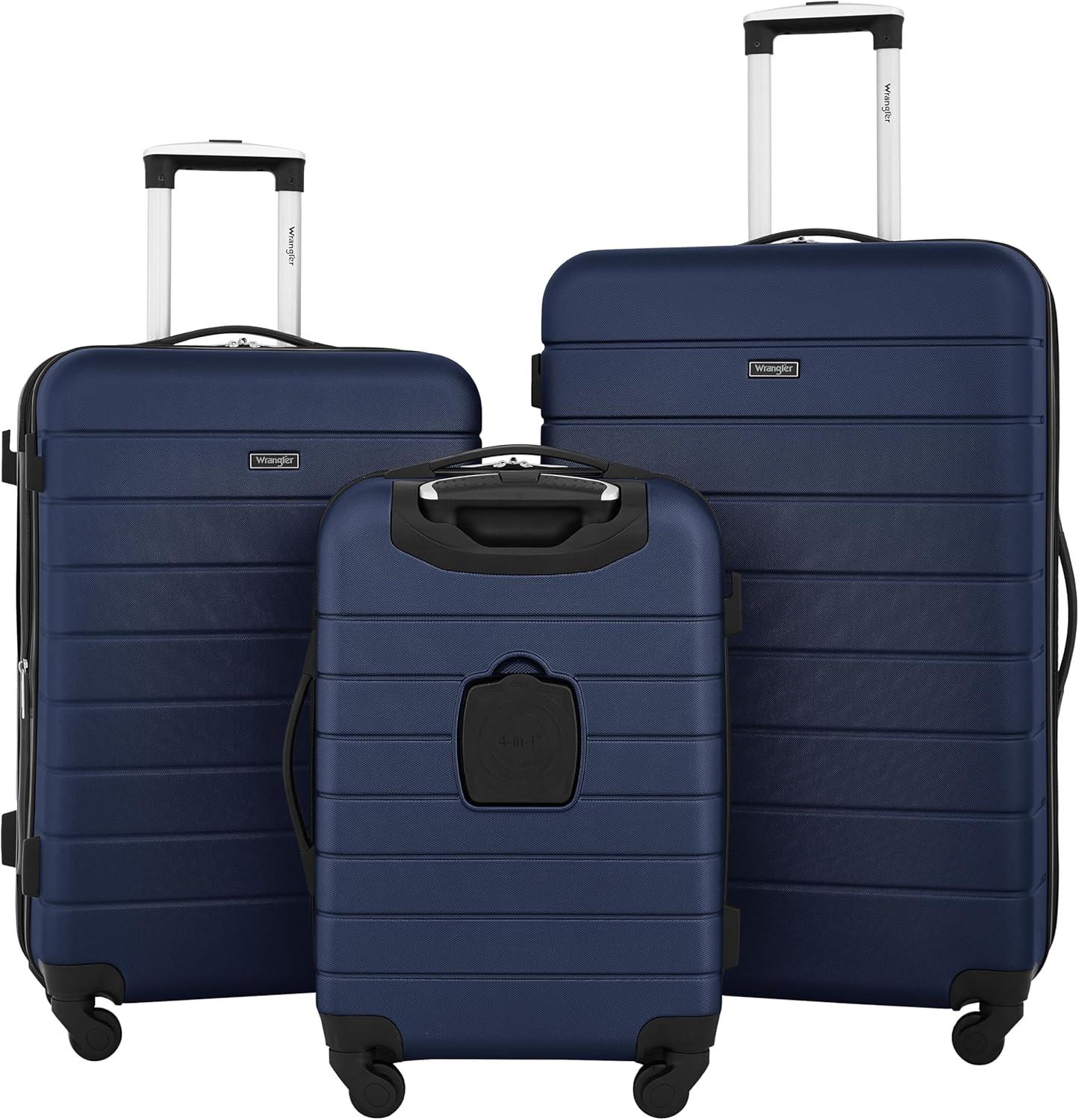 imageWrangler Smart Luggage Set with Cup Holder USB Port and Phone Holder Black 2 Piece SetNavy Blue