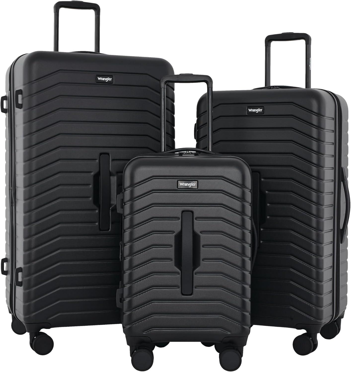 imageWrangler Trunk Spinner Suitcase Set Black 2 Luggage ampamp 2 Packing CubesBlack