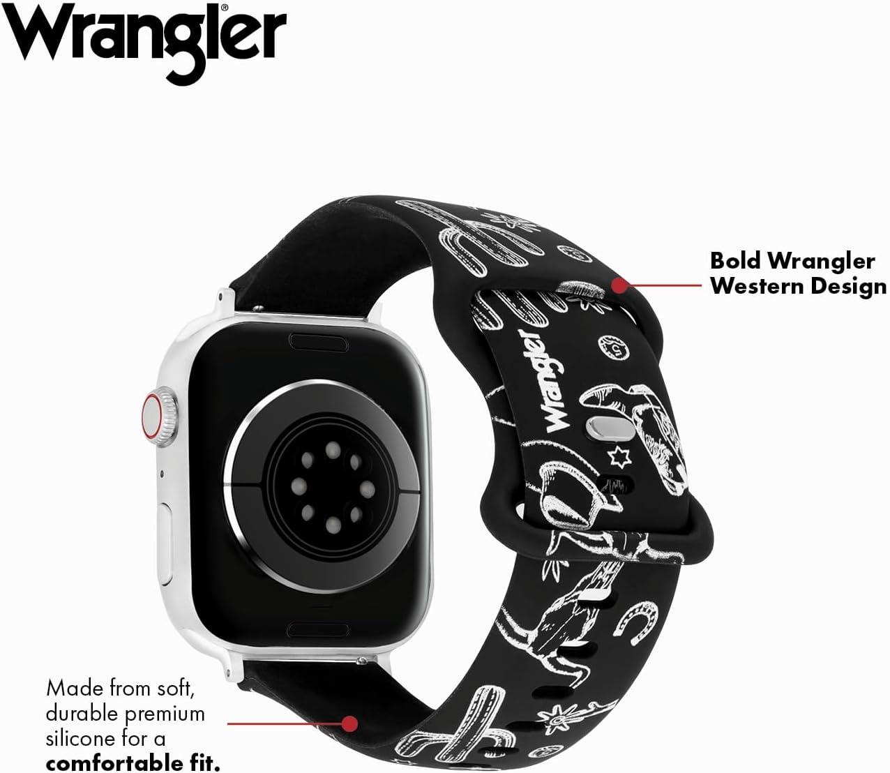 imageWrangler Western Icon Silicone Band for Apple Watch Fits all Apple Watch Series and SizesBlack