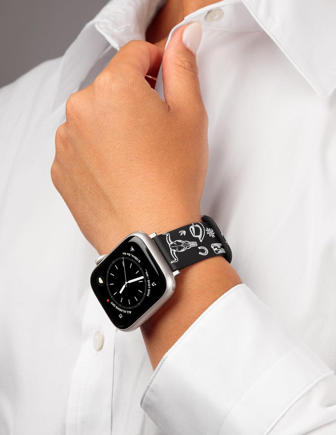 imageWrangler Western Icon Silicone Band for Apple Watch Fits all Apple Watch Series and SizesBlack