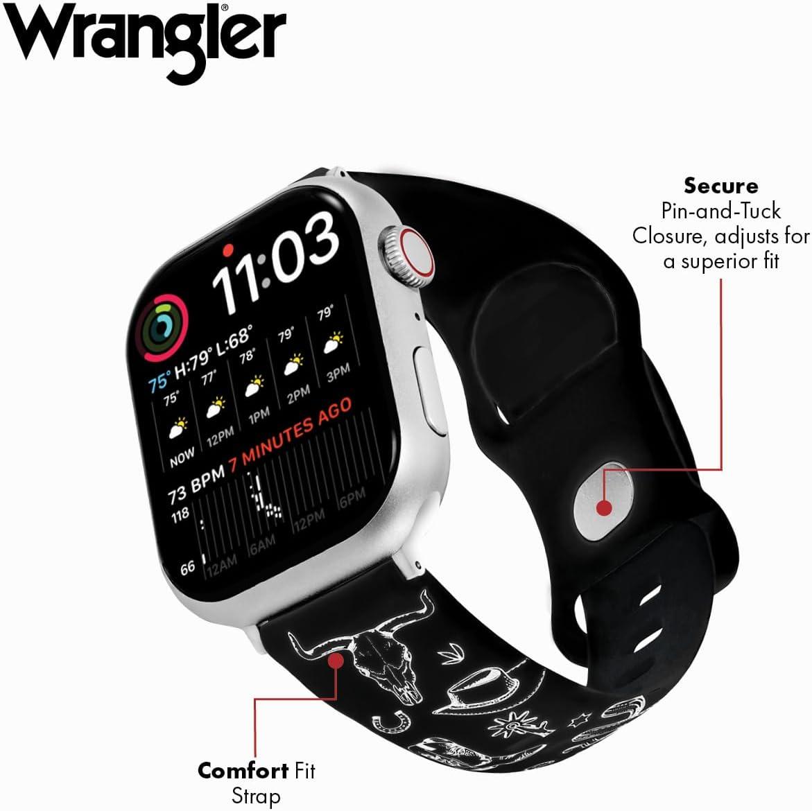 imageWrangler Western Icon Silicone Band for Apple Watch Fits all Apple Watch Series and SizesBlack