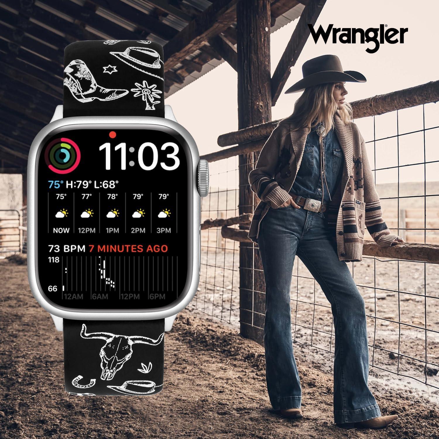imageWrangler Western Icon Silicone Band for Apple Watch Fits all Apple Watch Series and SizesBlack