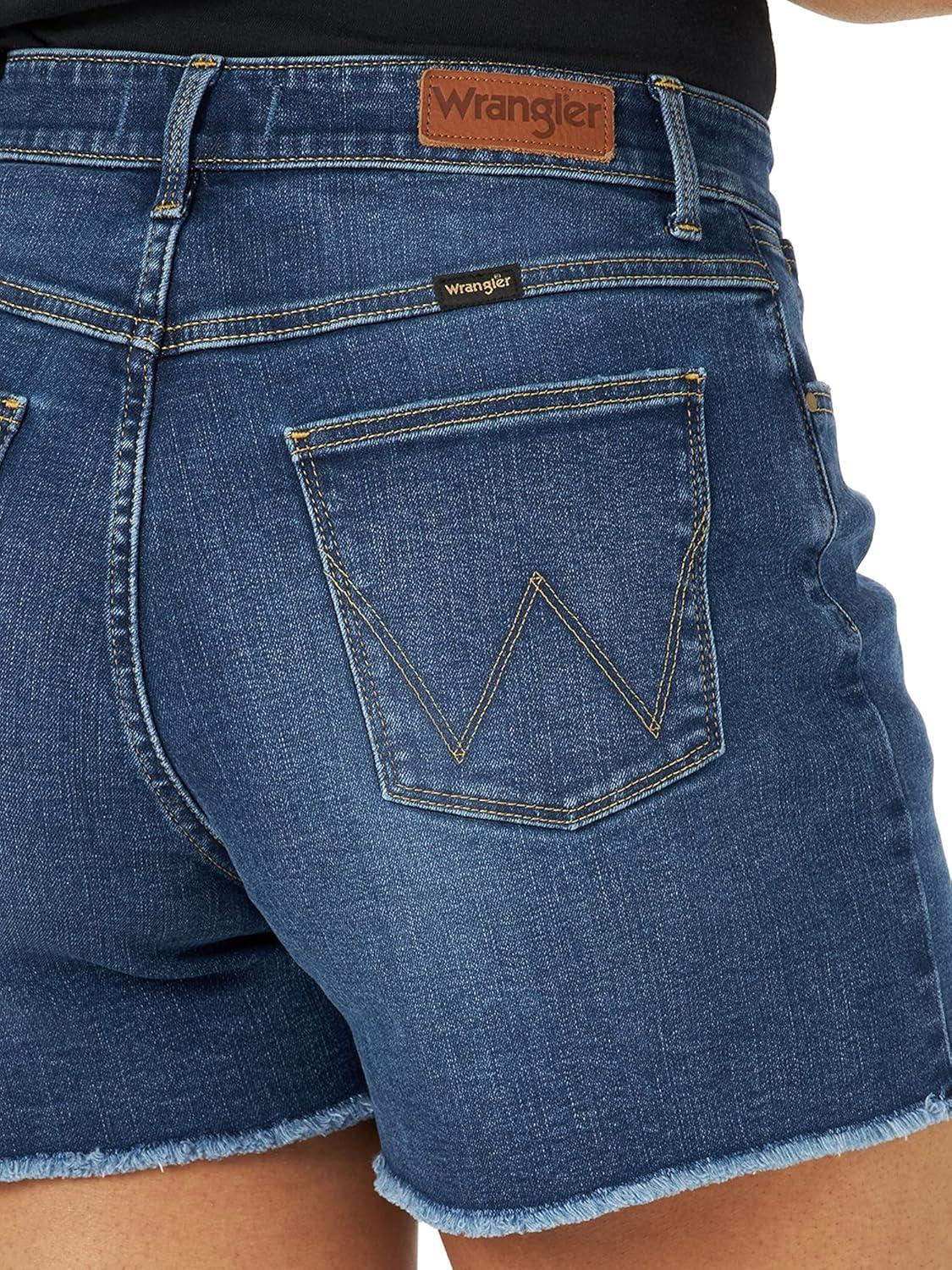 imageWrangler Womens 4quot Fray Jean ShortHudson