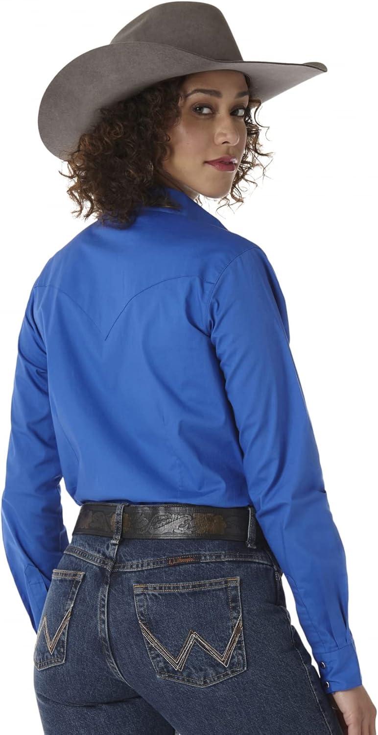 imageWrangler Womens Blue Long Sleeve Button Down with Rhinestone SnapsRoyal