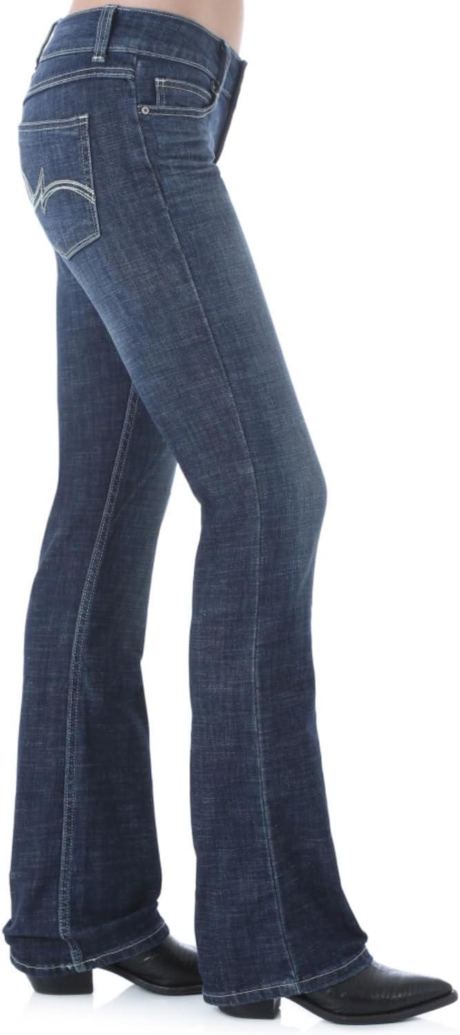 imageWrangler Womens Cash Mid Rise Vented Hem Ultimate Riding JeanDark Blue