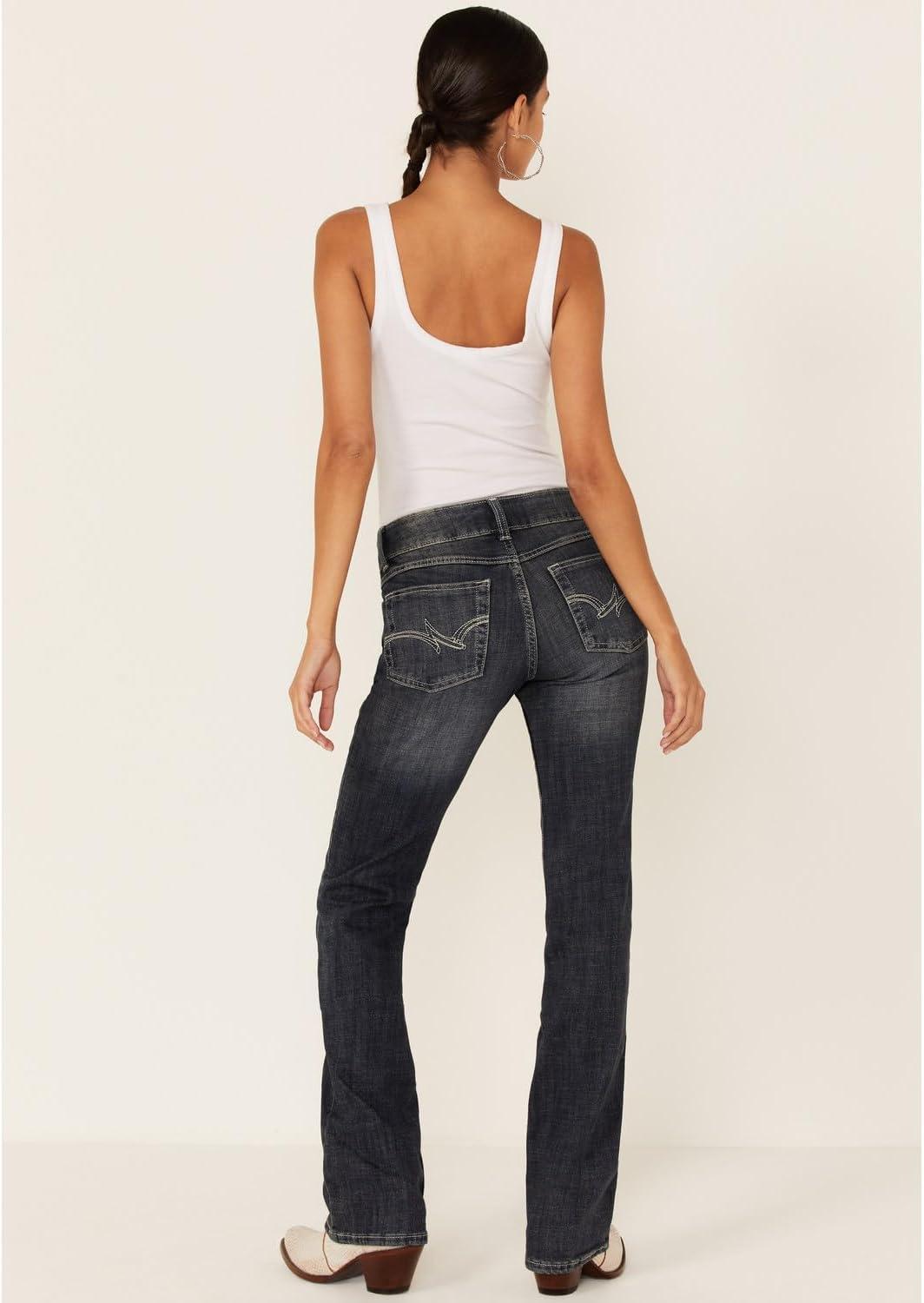 imageWrangler Womens Cash Mid Rise Vented Hem Ultimate Riding JeanDark Blue