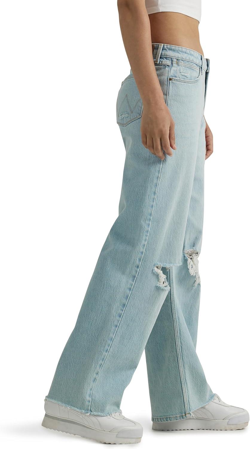imageWrangler Womens HighRise Loose Fit JeanIcy Blue