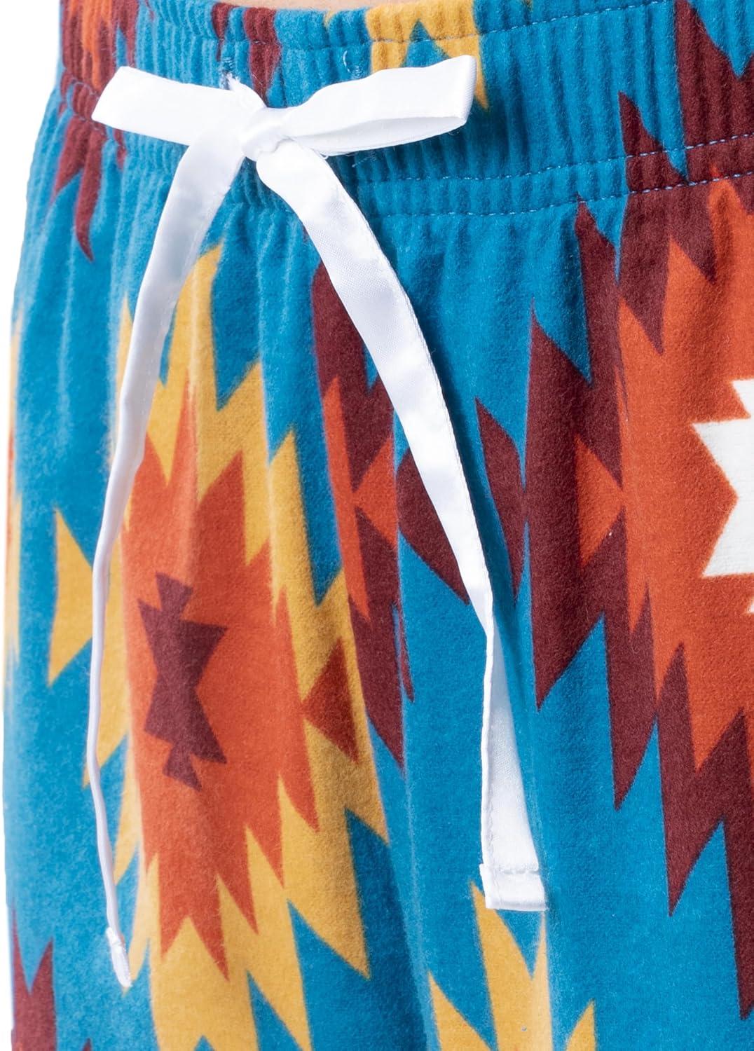 imageWrangler Womens Jersey Top and Flannel Pant Sleep Pajama SetSea BlueSouthwestern Geo