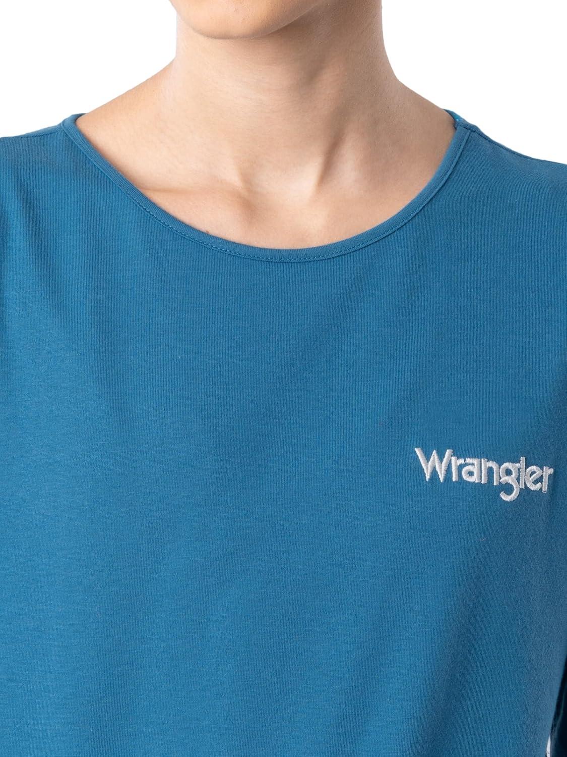 imageWrangler Womens Jersey Top and Flannel Pant Sleep Pajama SetSea BlueSouthwestern Geo