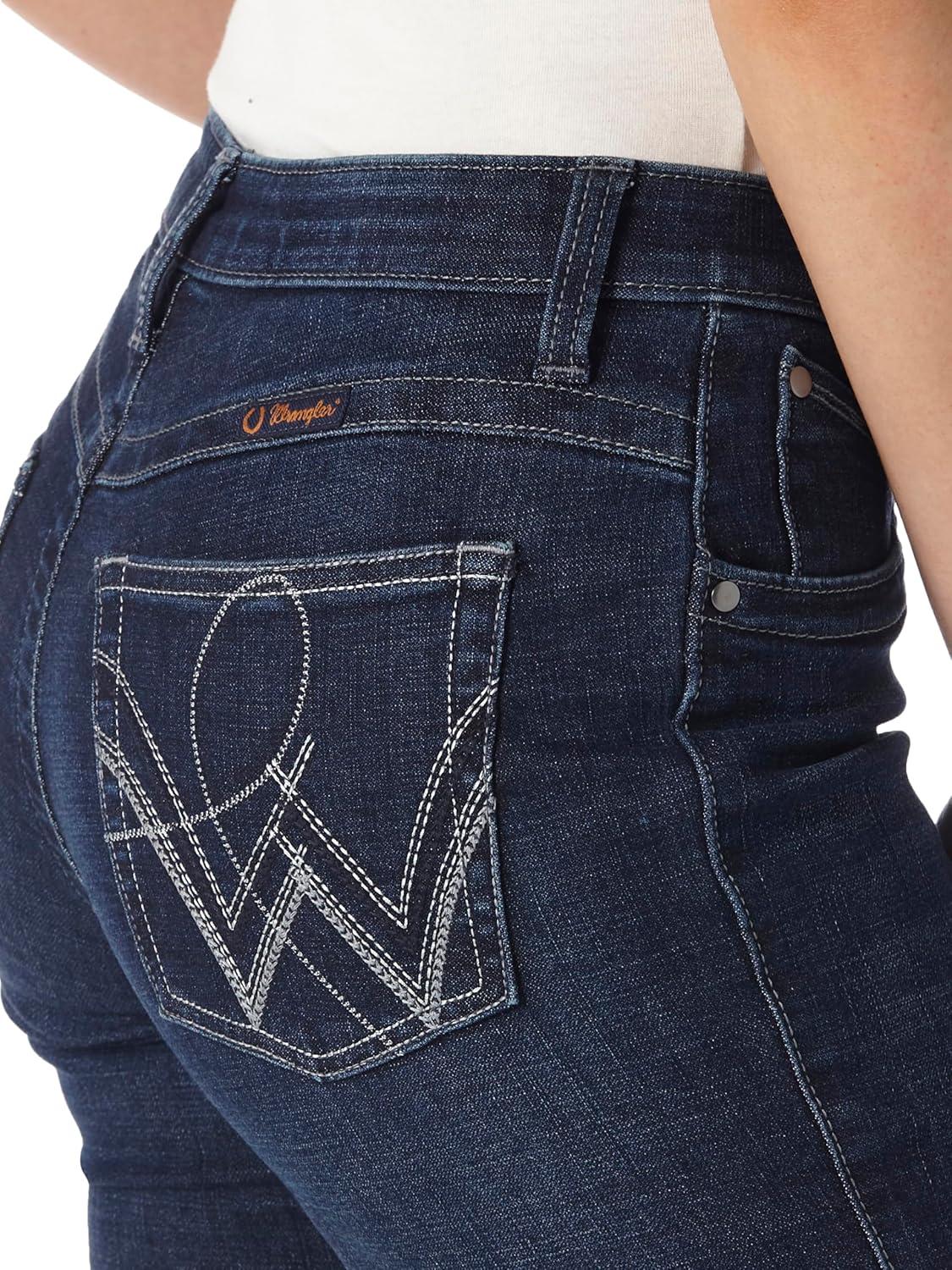 imageWrangler Womens QBaby Mid Rise Boot Cut Ultimate Riding JeanBoot Scootin