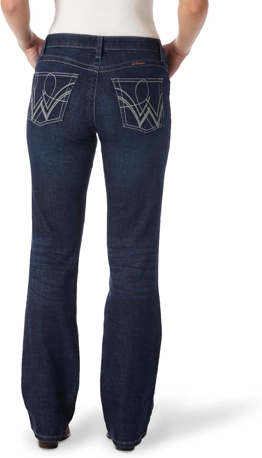 imageWrangler Womens QBaby Mid Rise Boot Cut Ultimate Riding JeanBoot Scootin