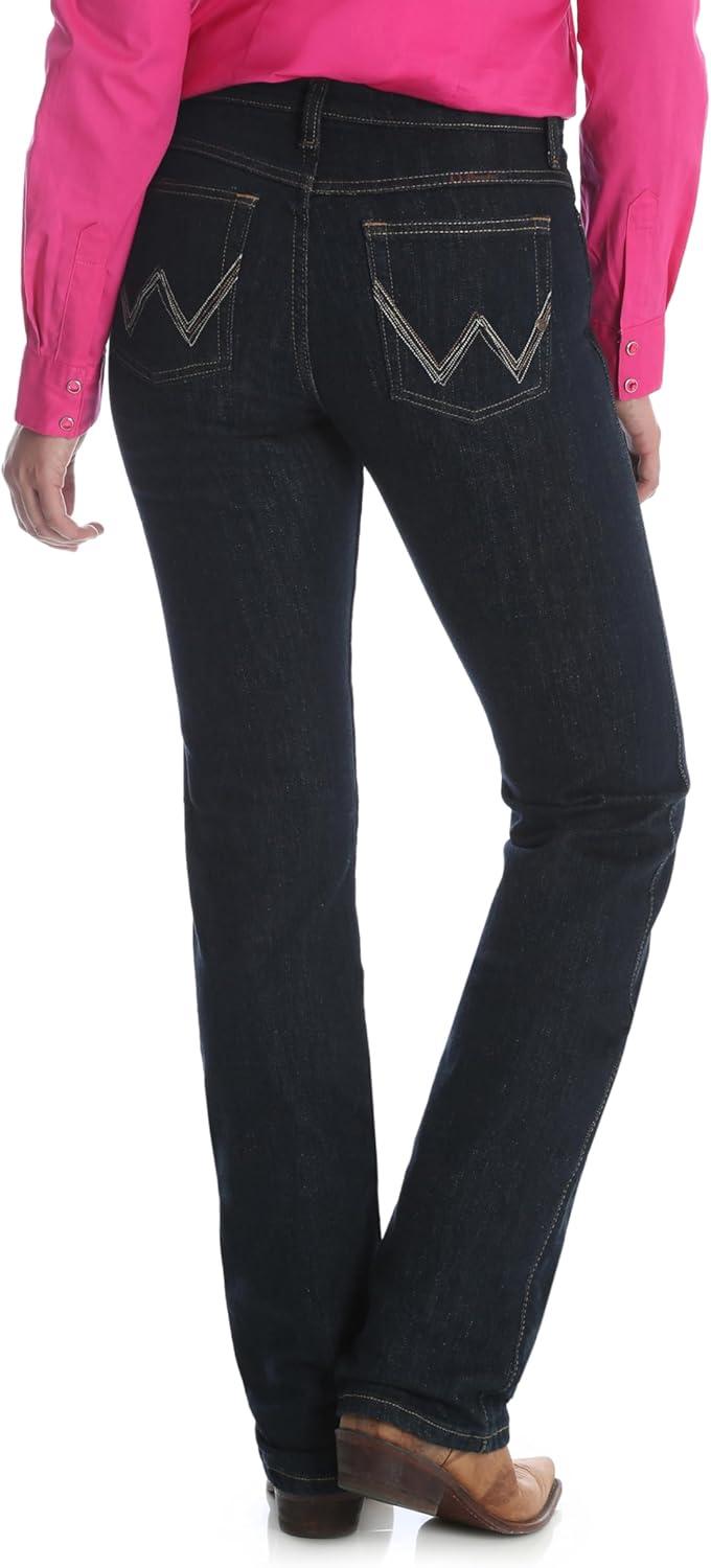 imageWrangler Womens QBaby Mid Rise Boot Cut Ultimate Riding JeanDark Dynasty