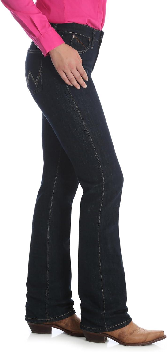 imageWrangler Womens QBaby Mid Rise Boot Cut Ultimate Riding JeanDark Dynasty